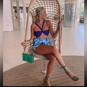 ZARA Purple Knit crop top knotted knit crop top wide straps front knot purple